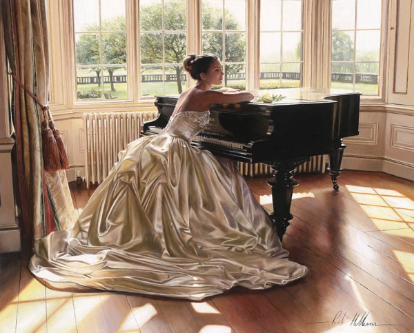 fortepiano arxasında gənc qız