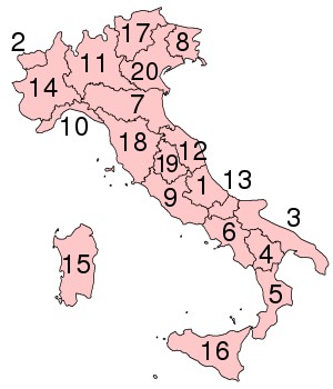 İtaliyanın tarixi vilayətlərləinin xəritəsi
