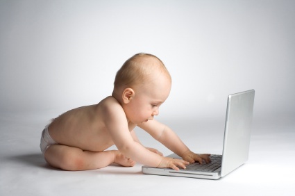 computer using baby
