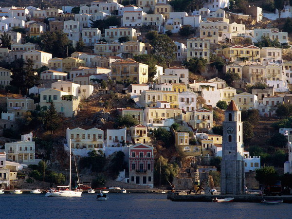Harbor Town of Yialos, Island of Symi,Yunanistan